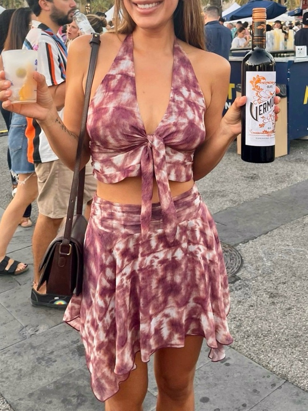 Pull&Bear Mauve Tie-Dye Asymmetrical Skirt